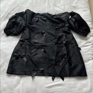 Anthropologie Black Mini Dress with Bows